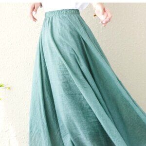 Menique Linen Aqua Maxi Skirt 100% Linen Size Small NWOT
